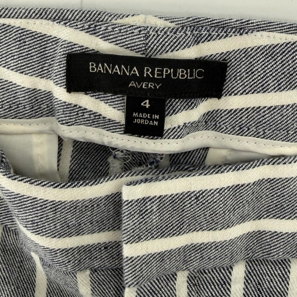 Banana Republic Avery Linen Cotton Blend Striped Ankle Pants Womens 4 Blue White - Picture 5 of 8